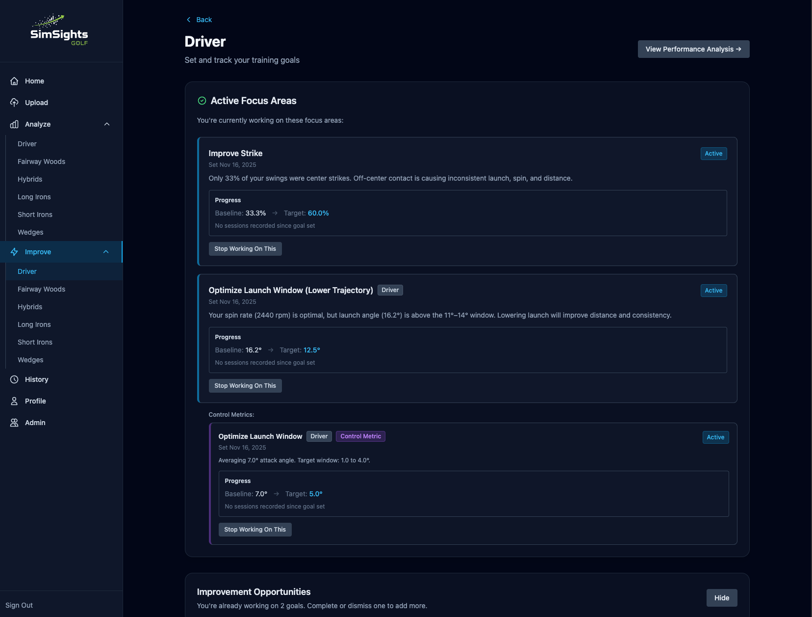 Goal tracking interface